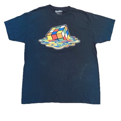 Rubik s Cube Melting Cube Graphic Tee Shirt, Black, Gamer, Men s Size XL