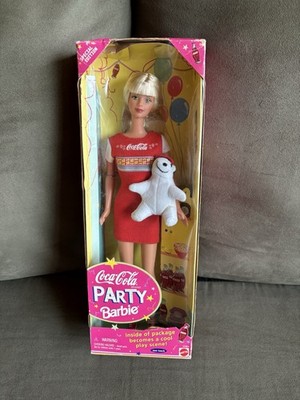 1998 Mattel Coca Cola Party Barbie Still In Box Some Wear On Box