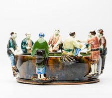 Japanese Porcelain Sumida Gawa Fish Bowl Figures Inoue Ryosai Meiji Era 19th C