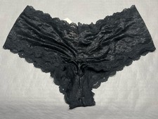 RARE VTG 2011 Victorias Secret Silky Black Rose Cheeky Boy Short Panty L New