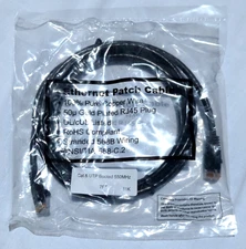 Ethernet Patch Cable Gold Plated 50μ RJ45, 100% Pure Copper Wire 7Ft Black New