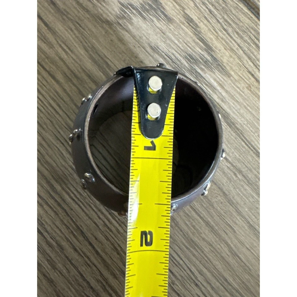 "Juego de 4 servilleteros vintage con tachuelas de bronce y cobre envejecido pátina oscura de 1,5""" Foto 4 de 4