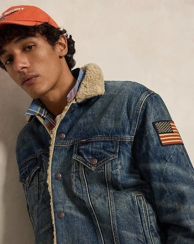Polo Ralph Lauren Sherpa Fleece Lined Denim Trucker Jean Jacket Men’s Size L image 5
