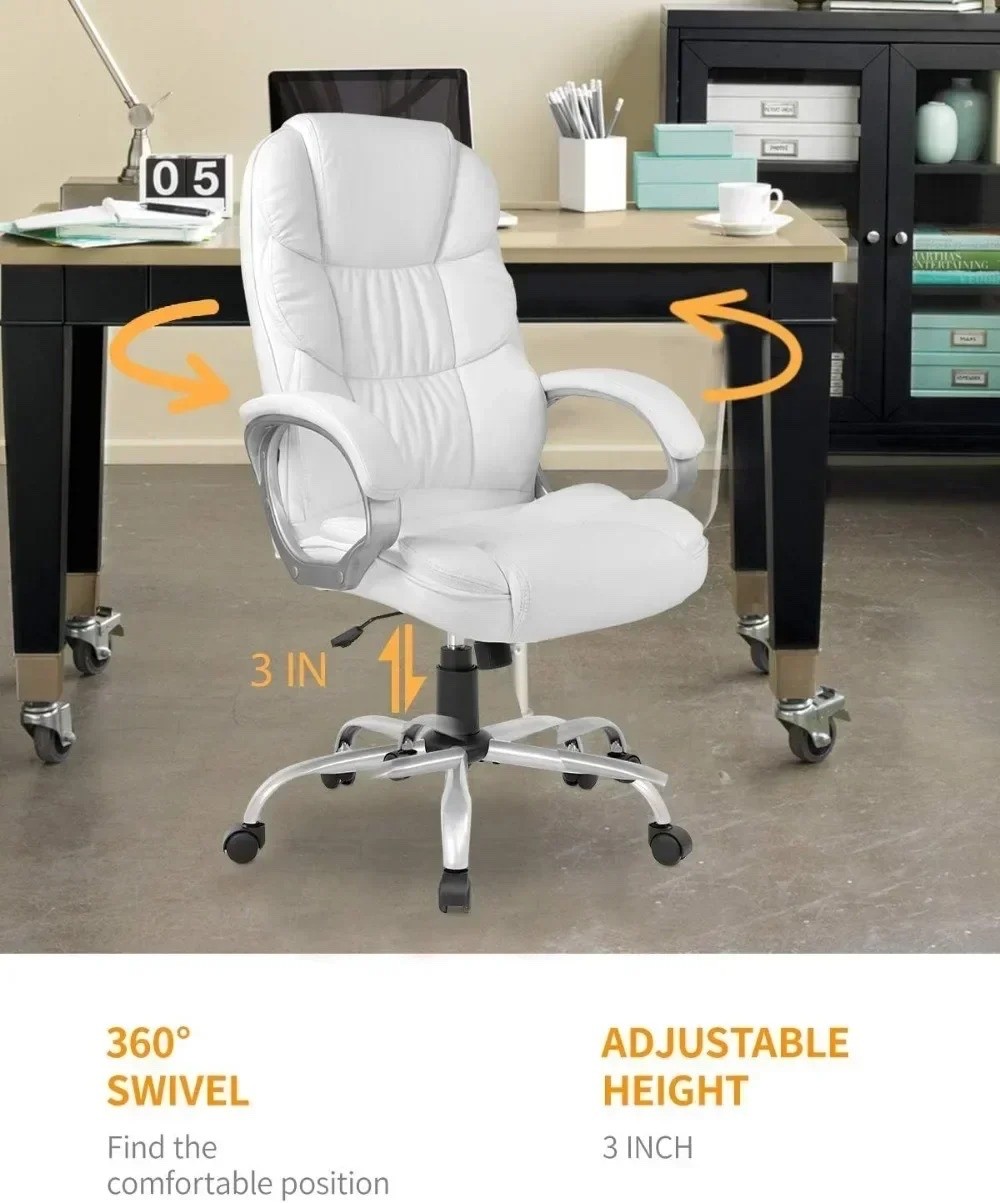 Ergonomic High Back Office Chair &ndash; Adjustable PU Leather Desk Chair with Lumbar