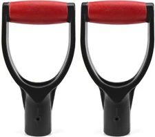 2 Pack 1-1/4” D-Grip Shovel Handles Polypropylene Replacement for Rakes & Spades