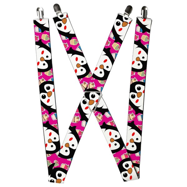 Buckle-Down Suspenders, Penguins Cupcakes Fuchsia Multi Color 1.5-In (Us Import)-image