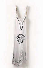 Lauren Vidal Palm Embroidered Sleeveless Adjustable Strap Maxi Dress Sz Med NWT
