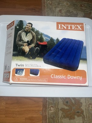 Intex Twin Size Classic Downy Inflatable Air Bed Mattress 68757WA (Blue)