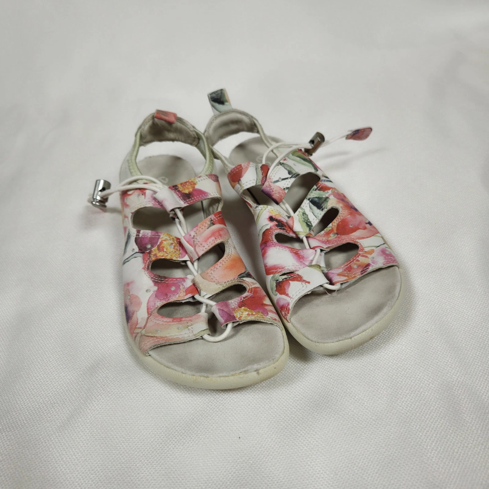 Sandali gladiatore donna Ecco taglia 6 pelle floreale comodi jab toggle