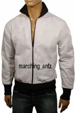 New White Men Lambskin Motorcycle Bomber Genuine Leather Jacket Cafe Racer Vest