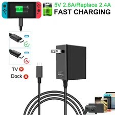 AC Adapter Power Supply for Nintendo Switch Wall & Travel Charger Plug Cord Lite
