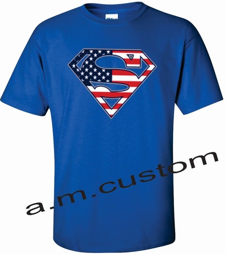 Camicia bandiera americana Superman collo a equipaggio, S-4xl - Foto 2 di 7