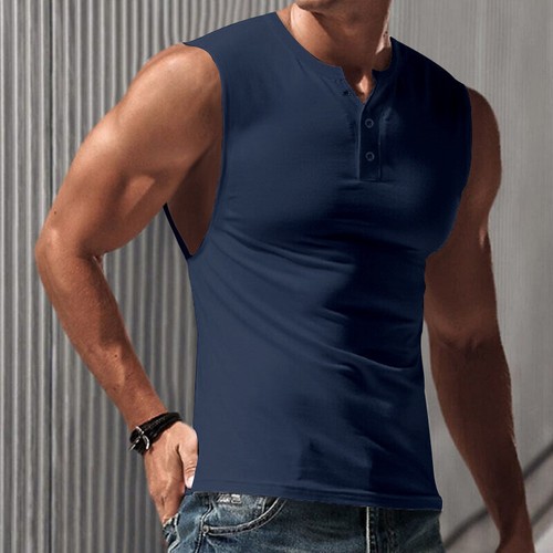 Herren einfarbig Sportweste, breite Schulter Herren schmale Passform ärmelloses T-Shirt - Bild 31 von 31