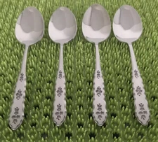 Oneida FLORAL BOUQUET Stainless 4 Teaspoons Distinction Deluxe Flatware A43G