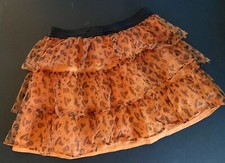 NWOT Girls 5T  HALLOWEEN STORE  Orange/Black Glitter-Waist Band TULLE TUTU Skirt