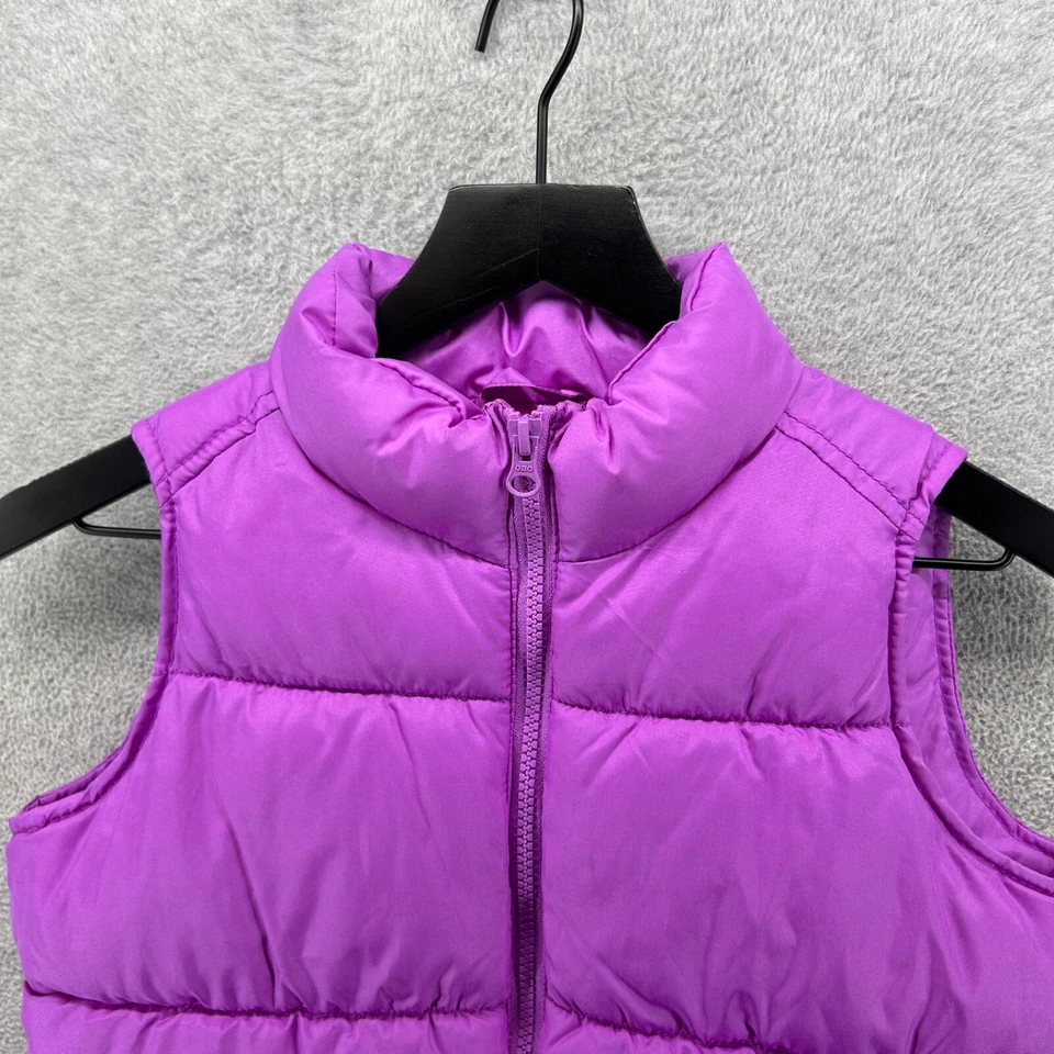 Old Navy Puffer Vest Girls Size Medium Purple Sleeveless Full Zip Quilted - Image 4 of 4