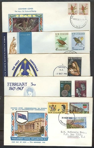 NEW ZEALAND FDC’s x10 DIFFERENT 1965/67 (ID:FG07)