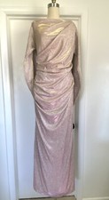 NWT Betsy & Adam Elaine Metallic Cape Gown size 16W 16 Gold/Silver
