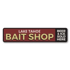 Personalized Bait Shop Beer & Ice Sold Here Lake Location Lake Metal Wall Decor