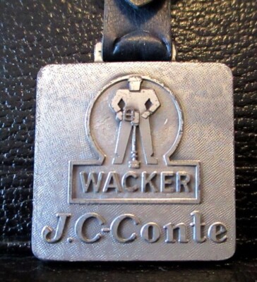 JC Conte Wacker Jackhammer Advertising Brass Pocket Watch Fob Construction Mine