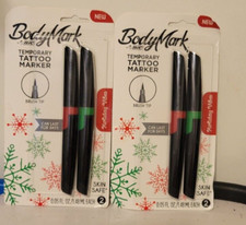 2 PKS -4 Bic BodyMark Temporary Tattoo Marker Brush Tip Holiday Vibes RED GREEN