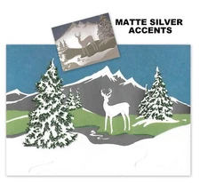 BEAUTIFUL! SNOWY MOUNTAINS DELUXE CHRISTMAS CARD BY PETER PAUPER PRESS NEW (8)