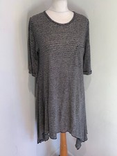 Wrap London linen jersey Dress UK 16 Women's Lagenlook tshirt slub short tunic