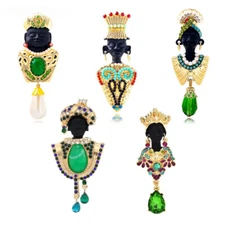 High Quality Portrait Lapel Pin Women's Corsage African Tribal Chief Brooch
