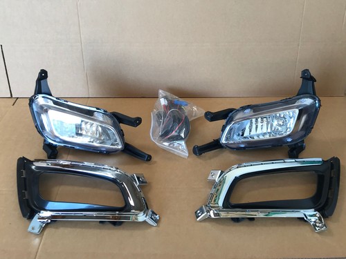 Front Fog Lights & Bezels Trim Passenger Driver 2pcs for 2014 2015 Kia Optima - Picture 2 of 7