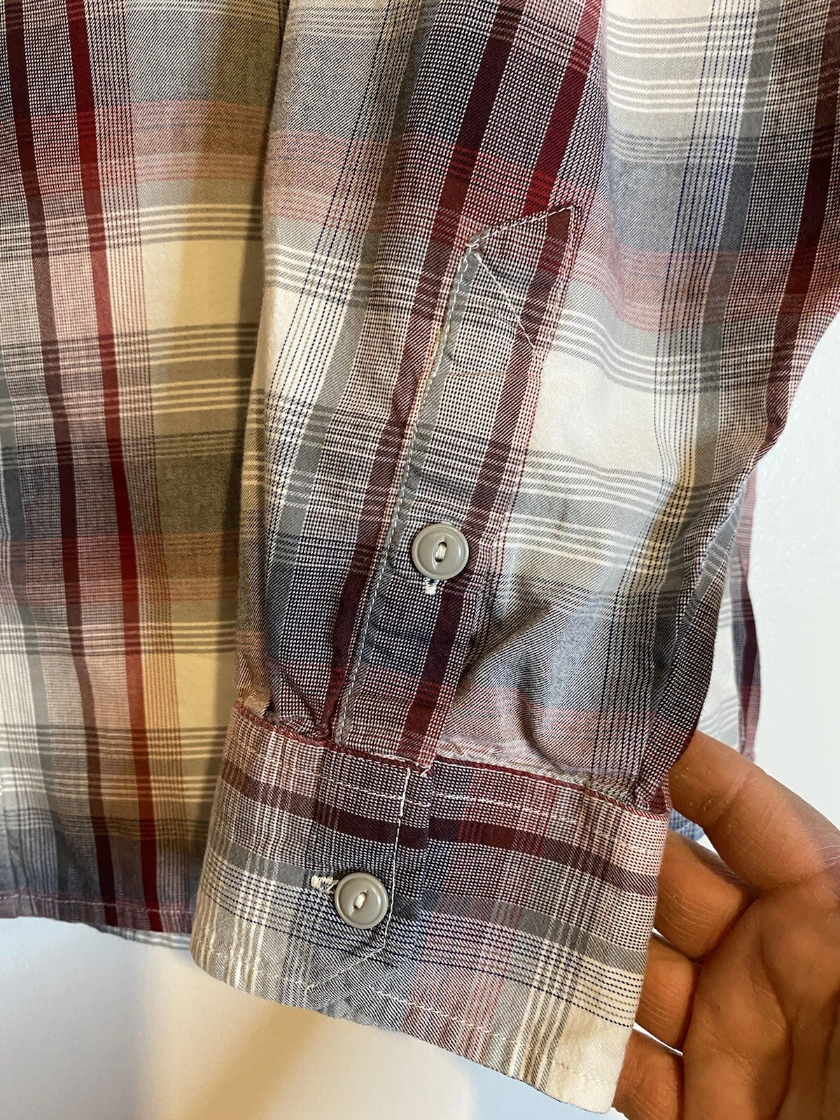 merrell long sleeve plaid button up outdoor camping shirt