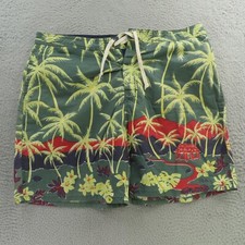 Ralph Lauren Polo Swim Trunks Mens 36 Blue Green Floral Fish Hawaiian Lined