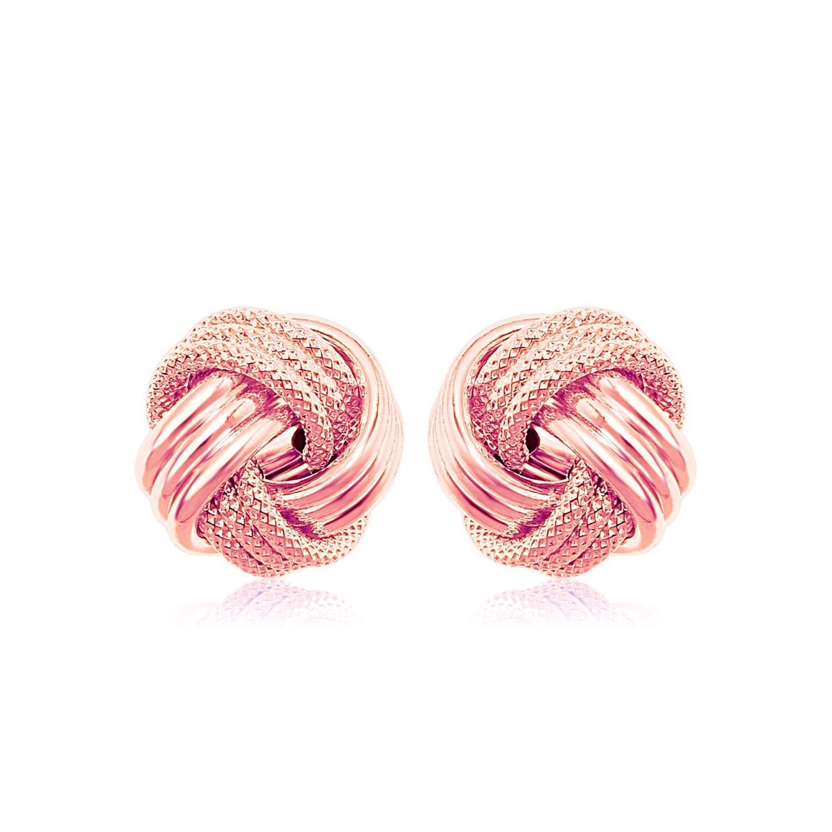 [STONE HENgE] 14K ROSE GOLD☆Love knot Cubic Earrings 14k Rose Gold Love Knot with Ridge Texture Earrings | eBay