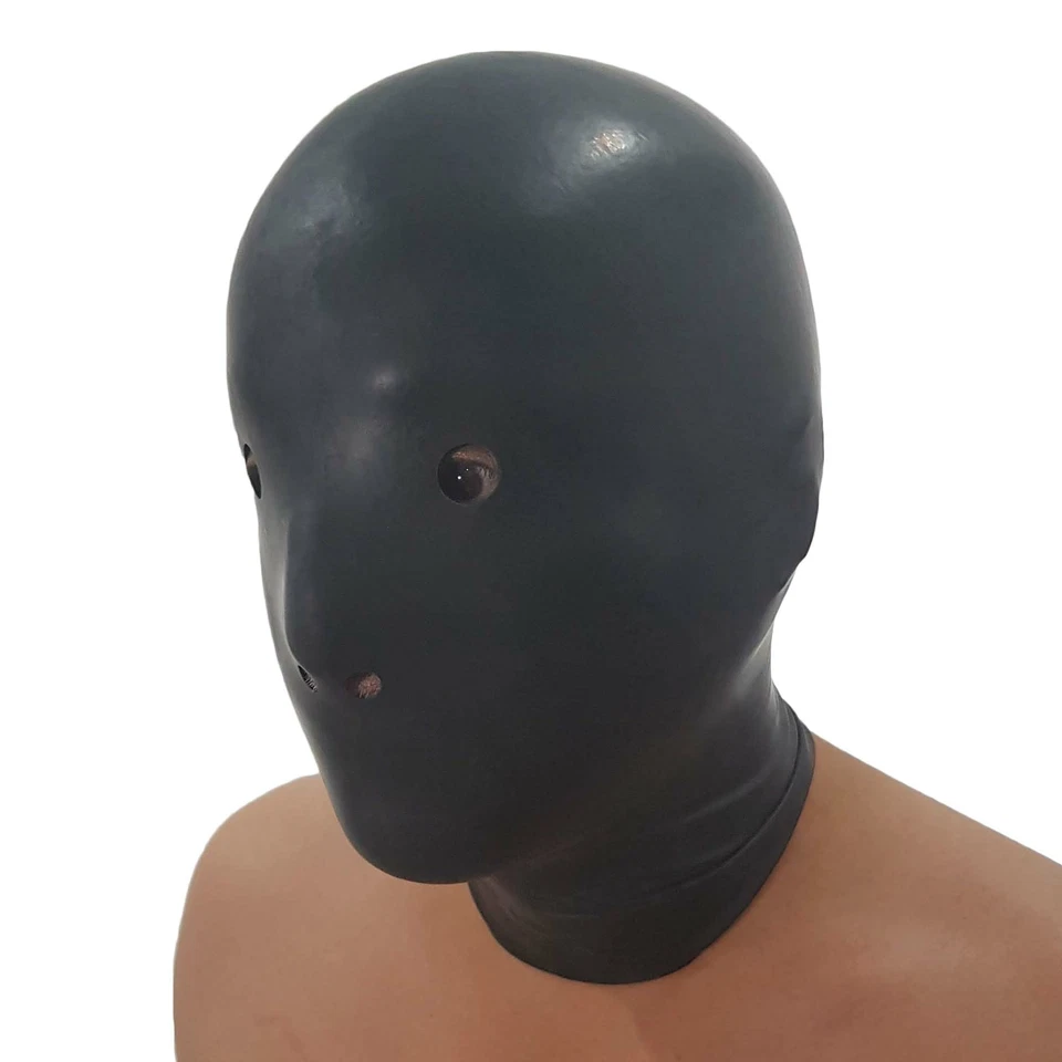 Capucha de látex anatómica unisex negra con ojos y nariz abiertos (talla única)  Foto 4 de 4