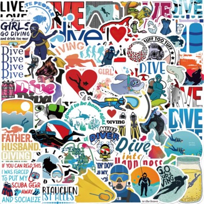 50 PCS Diving Aquatic Sports Stickers Decals Laptop Hydro Yeti Free Shipping!