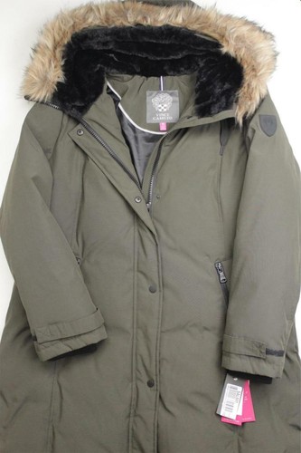 Vince Camuto Womens Hooded Faux-Fur 
