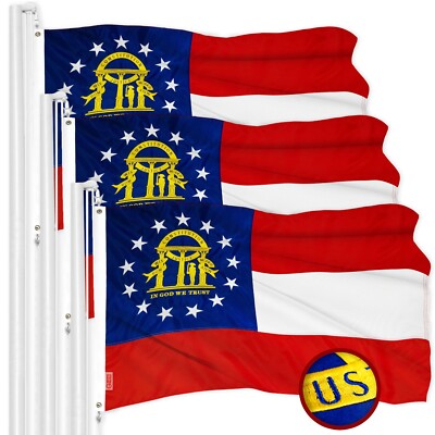 NEW G128 Georgia State Flag 3-Pack 2.5x4 FT Embroidered 300D Polyester