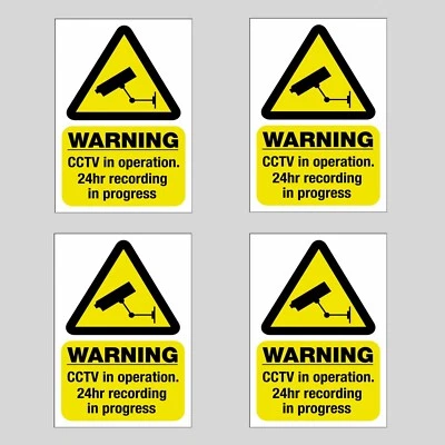 ADOREPRINT 4 Pack CCTV in Operation Static Cling Stickers 100mm x 70mm *For Inside Windows*