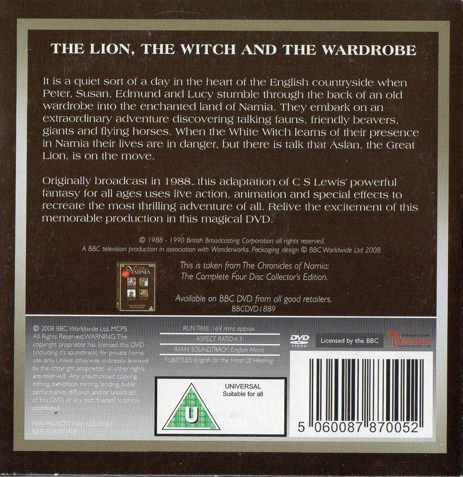 The Lion, The Witch and The Wardrobe - 6  Episodes  :  BBC Classics PROMO DVD - Image 2 of 2