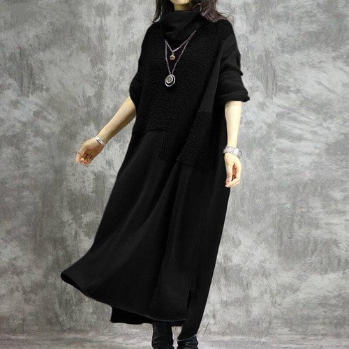 Women Oversize Long Sleeve Sweatshirt Dress Casual Loose Maxi Dresses Irregular - Picture 12 of 15