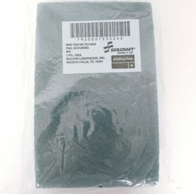 ABILITY ONE Scouring Pad,9.5''x 6'' Green PK10/Package Skilcraft New