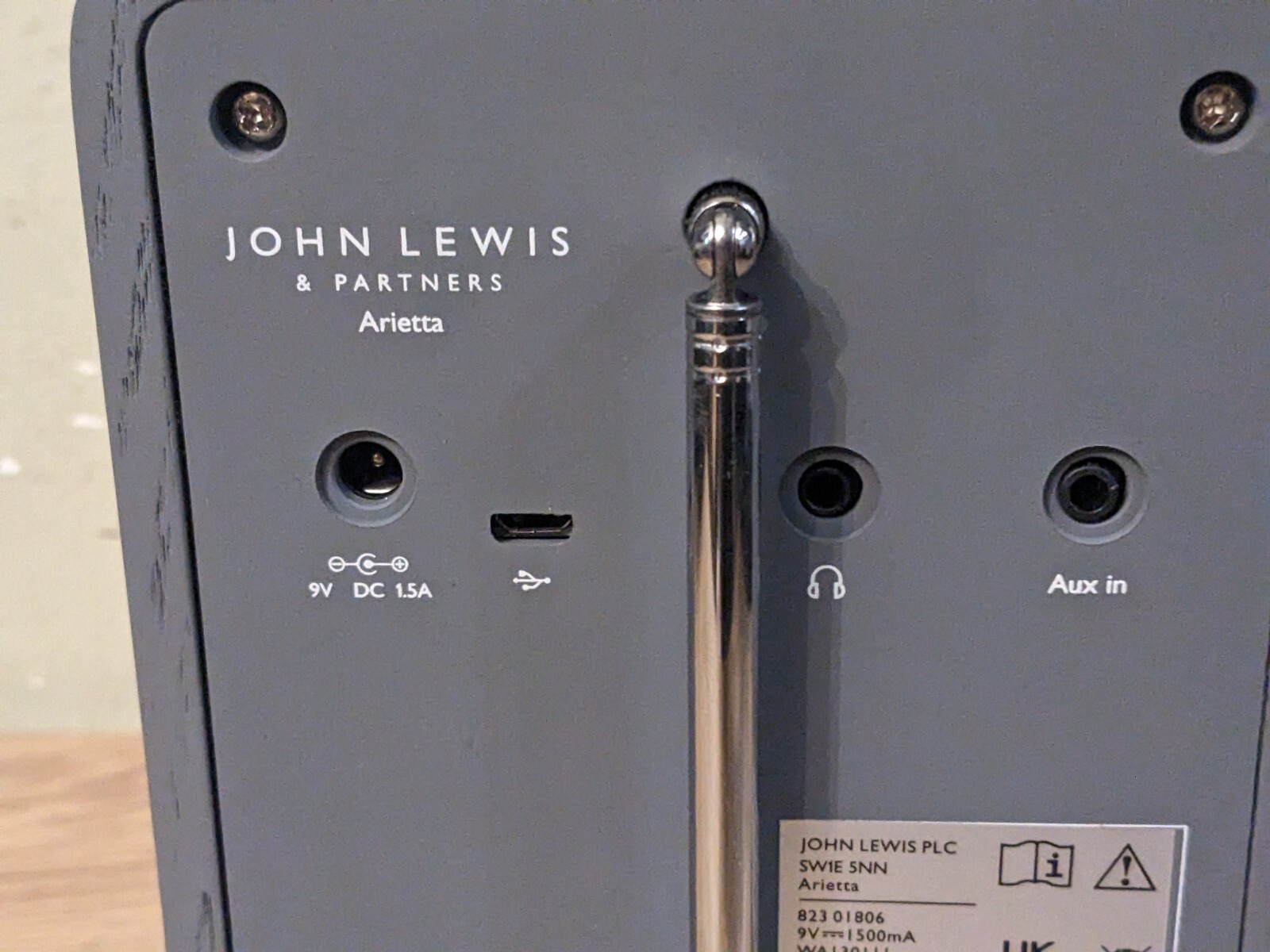 John Lewis Arietta DAB+ FM digital radio (grey) NO POWER CABLE