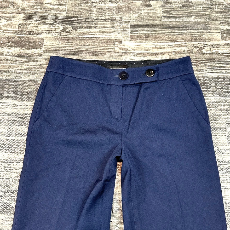 Emporio Armani Pants Womens 40 US size 6 Wool Blend Navy Blue Lowrise Slacks - Image 2 of 4