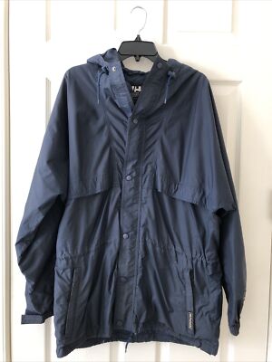 Helly Hansen Men's Size Small Blue Packable Windbreaker Hooded Wind Jacket Vtg
