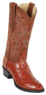 Los Altos Genuine Brandy Full Quill Ostrich WESTERN Boot Round Toe EE 650364
