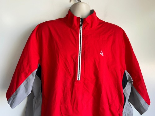 DRYJOYS FJ Hydrolite 1/2 Zip Pioggia Vento Golf Giacca Uomo XL Rosso Manica Corta - Foto 2 di 14