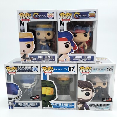 Funko Pop! Shooter Video Games Bundle of 5: Contra Mass Effect Halo Dishonored 2
