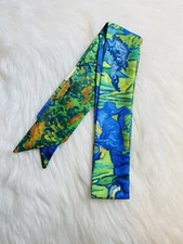 Green Blue Satin Scarf Handbag Handle Protector Head Bandeau Wrist Wrap Tie