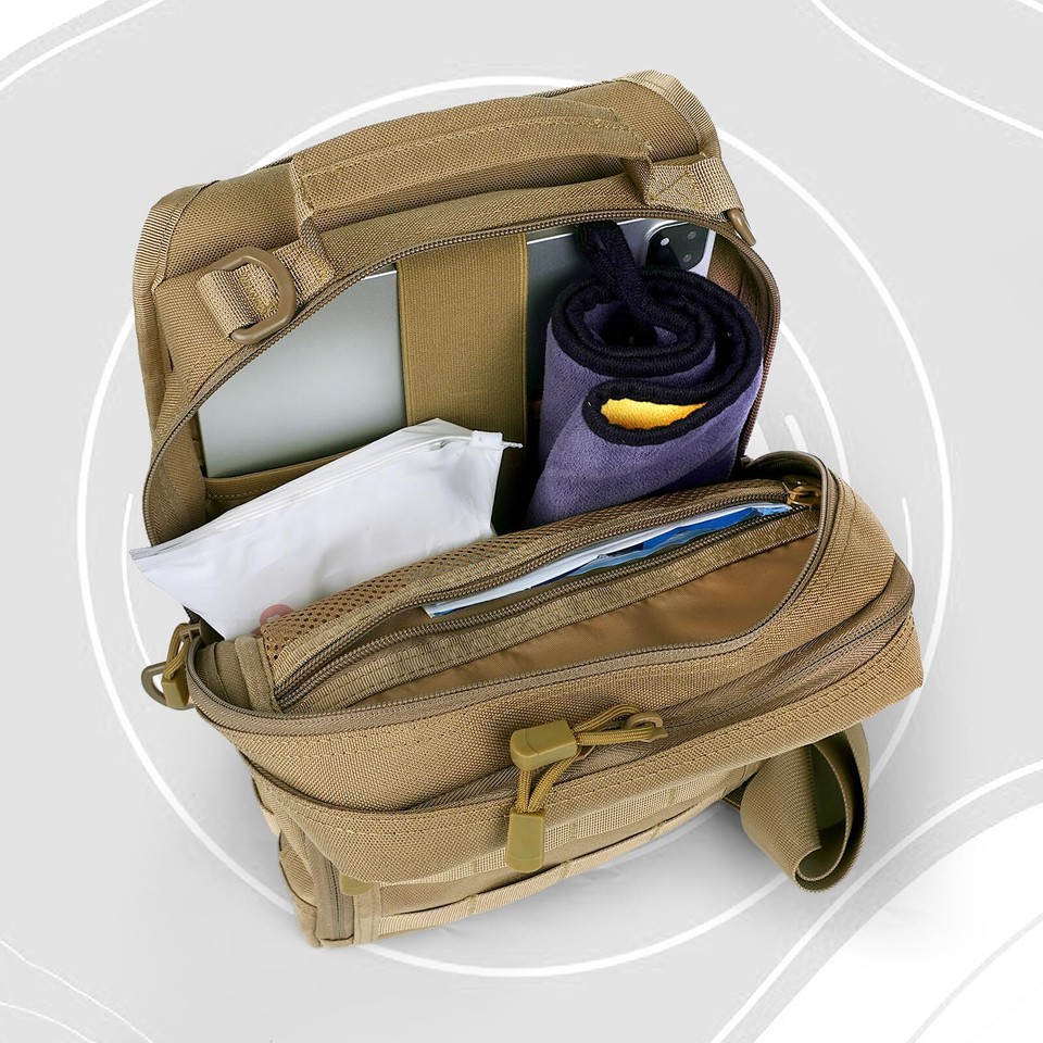 Tactical Sling Bag Backpack for Men w/Pistol Holster Military Shoulder