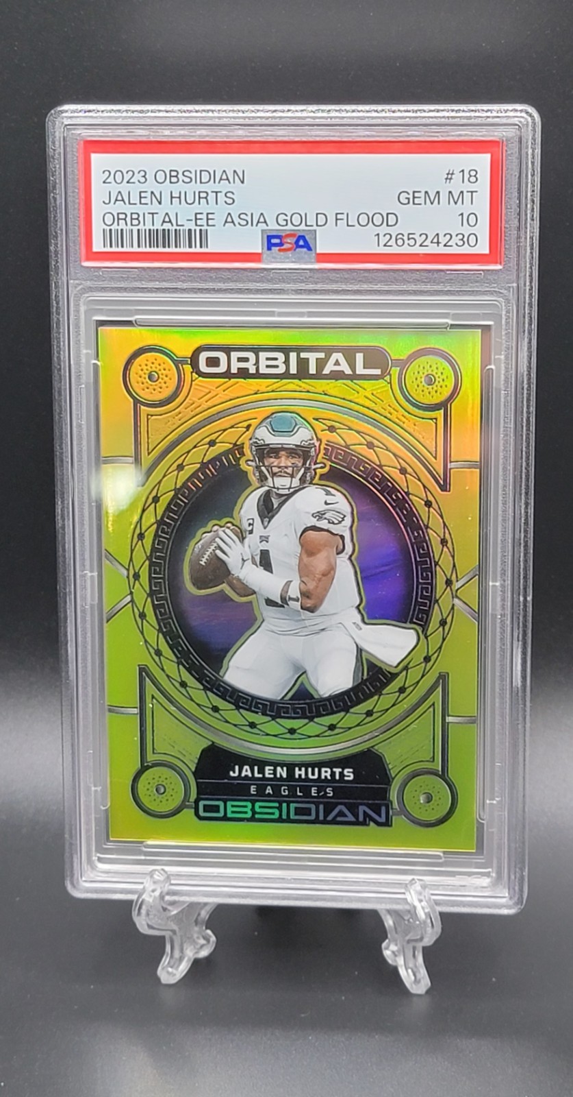🔥 2023 Obsidian Jalen Hurts Orbital- EE Asia Gold 6/10 PSA 10