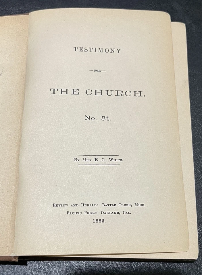 Testimony For The Church By Ellen G. White #31, 1882, Third Edition, Rare - Image 2 of 4
